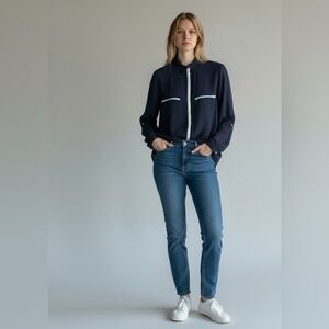 Zara Navy blue blouse